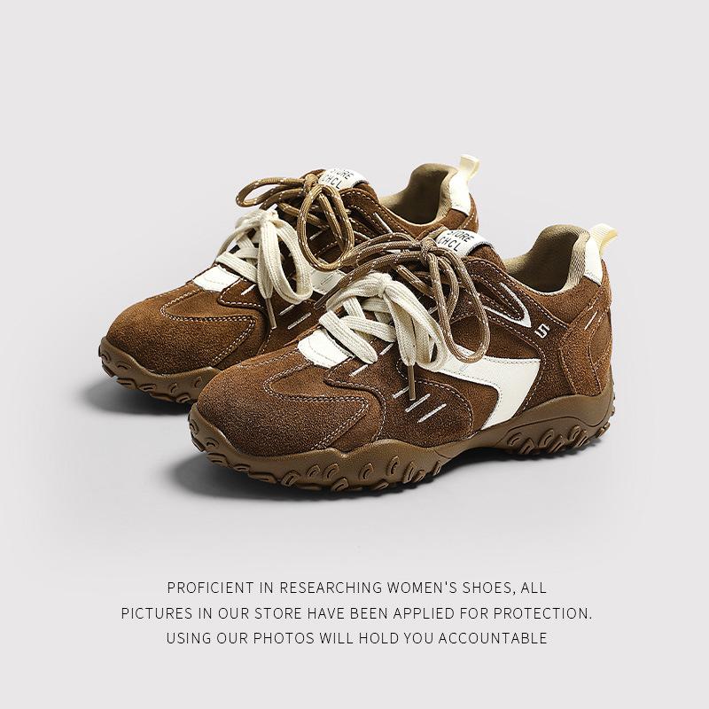 Inner Height Increase 6Cm Forrest Gump Shoes Women'S Autumn And Winter Leather Sports Leisure German Training Shoes Are Comfortable And Versatile