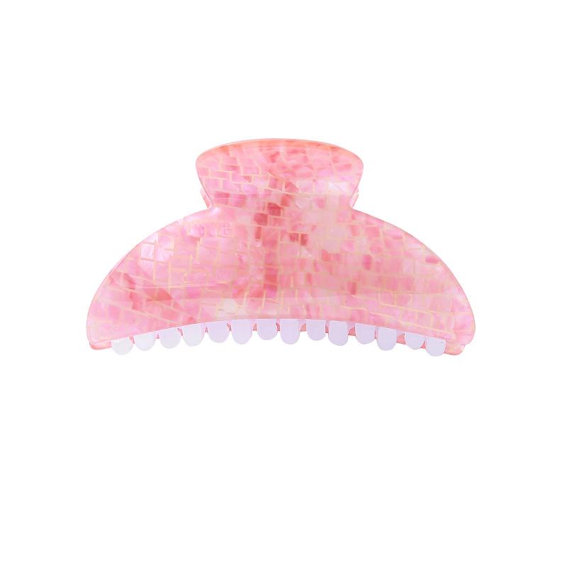 Iridescent Plaid Mother-of-Pearl Shark Clip: Durable, Elegant, Versatile Hair Accessory for Updos and Daily Use.