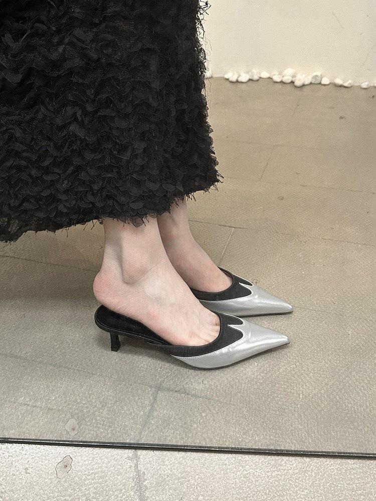 Spring New Bag Head Half Slippers Female Outer Wear Temperament Fairy Stiletto with Shoes