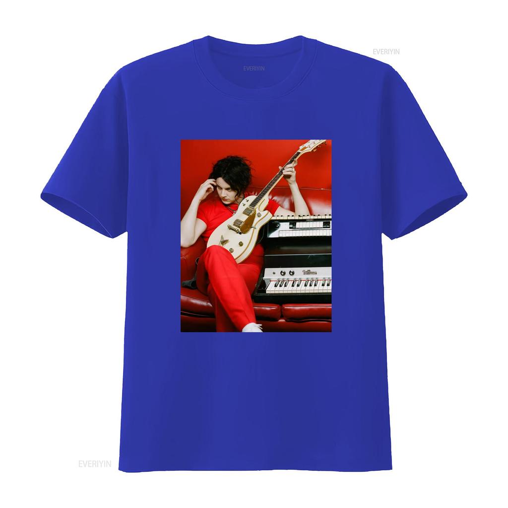 The White Stripes Jack Estética Ropa Retro Minimalista Camiseta Cumpleaños Música Rock para fans vintage Lavado Elástico hombre