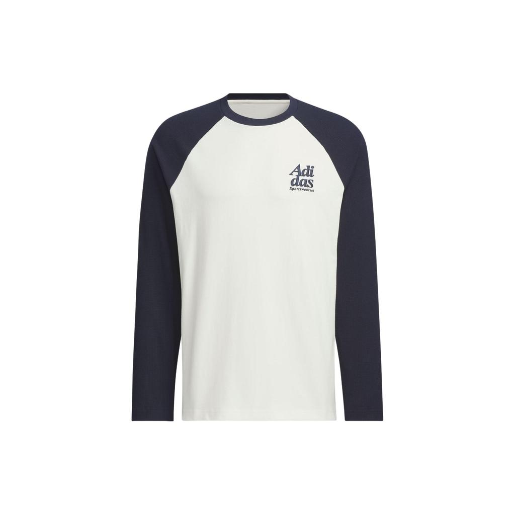 Adidas Small Logo Embroidered Patchwork Casual Long Sleeve T-Shirt Men Tops Legend-Ink-Blue JI6851