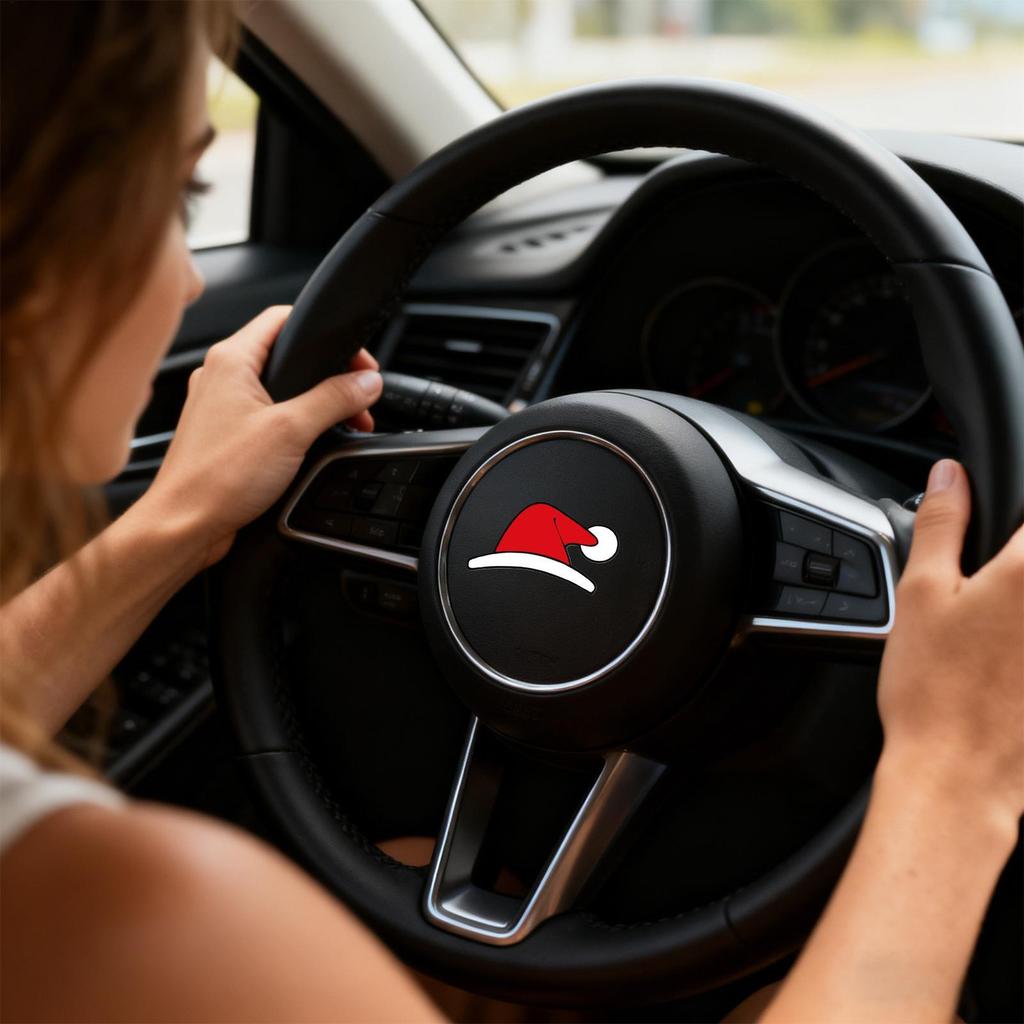 For Tesla Model 3/y Christmas Car Emblem Sticker Self-Adhesive Waterproof Festive Santa Hat Antler Decal Holiday Supplies