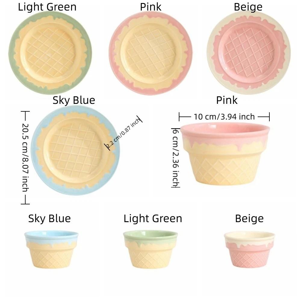 Eiscreme-förmige Keramik-Joghurt-Schale Cremefarbene Essteller Minimalistischer Frühstücksteller Café