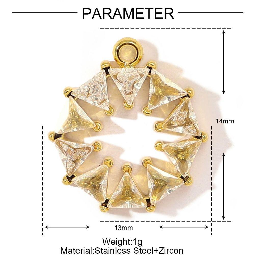 3pcs Stainless Steel Cross Charm Vintage Heart Charm Fashion Cubic Zircon Pendant Gift