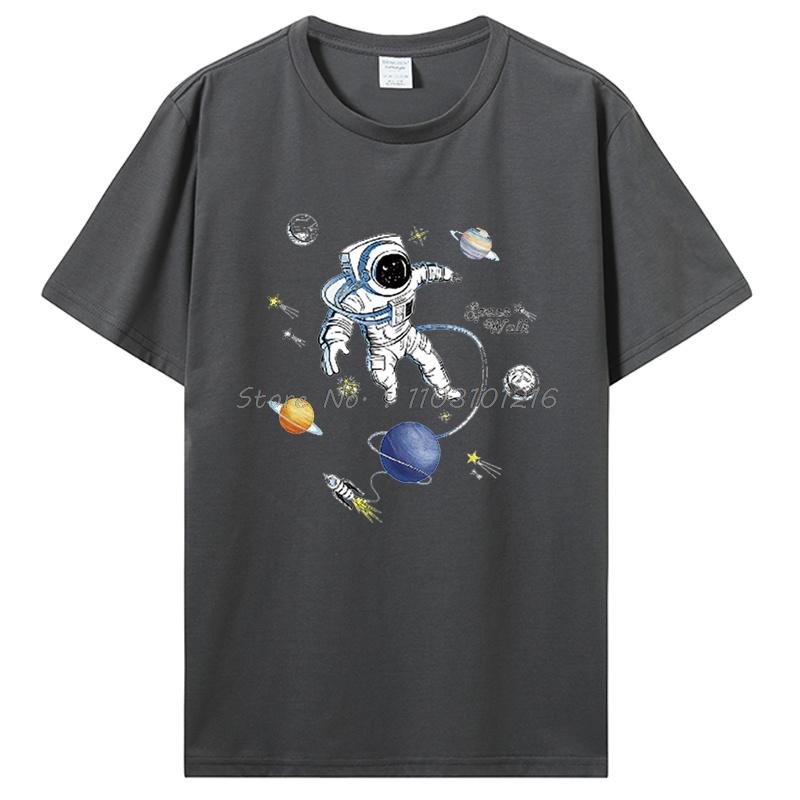 Space Astronaut T-shirt Men's Oversized Tshirt Casual Printed Tops Cotton Short Sleeve Space Series T Shirt Unisex Streetwear