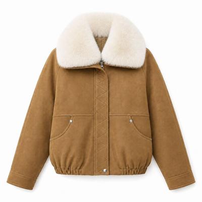 Neue Anti-Lammwolle großer Pelzkragen Damen Kurze Steppjacke Temperament Kleine Winter Daunen Baumwollgepolsterte Kleidung