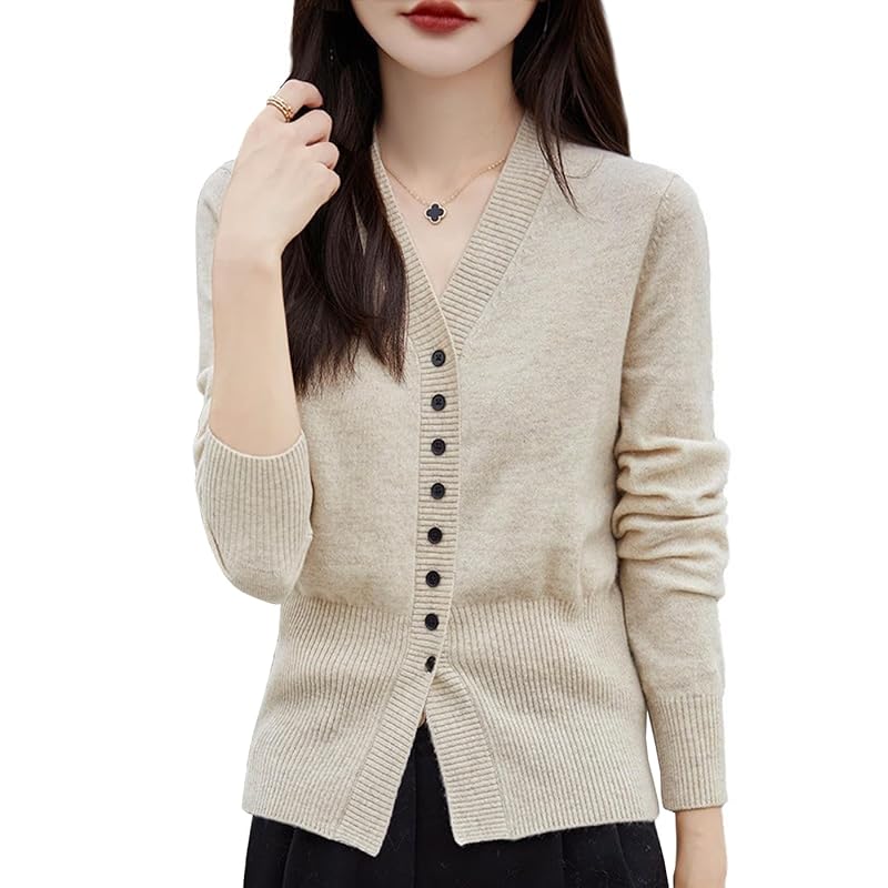 

[EASTEMPO] cardigan ladies spring office Relaxing knit Plain color casual business Fashionable large size (JP, alphabet, XL, beige)
