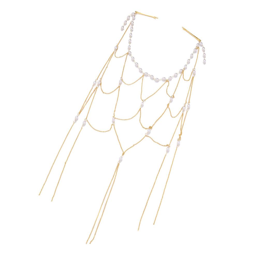 Handcrafted Pearl Tassel Hair Jewelry Classic Pearls Tassels Pendant Hair Accessory for Brides and Formal Gatherings