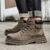 Winter live broadcast popular men's leather boots thick-soled Martin boots men's rhubarb boots warm snow boots new short boots