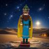 Handmade Wooden Holiday Figurine, Wise Men Nutcrackers Decors for Tabletop, Mantel, and Winter Shelf Display
