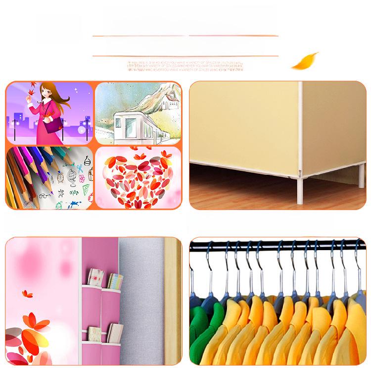 Simple Non-Woven Dustproof Folding Wardrobe with Steel Frame and Hanger