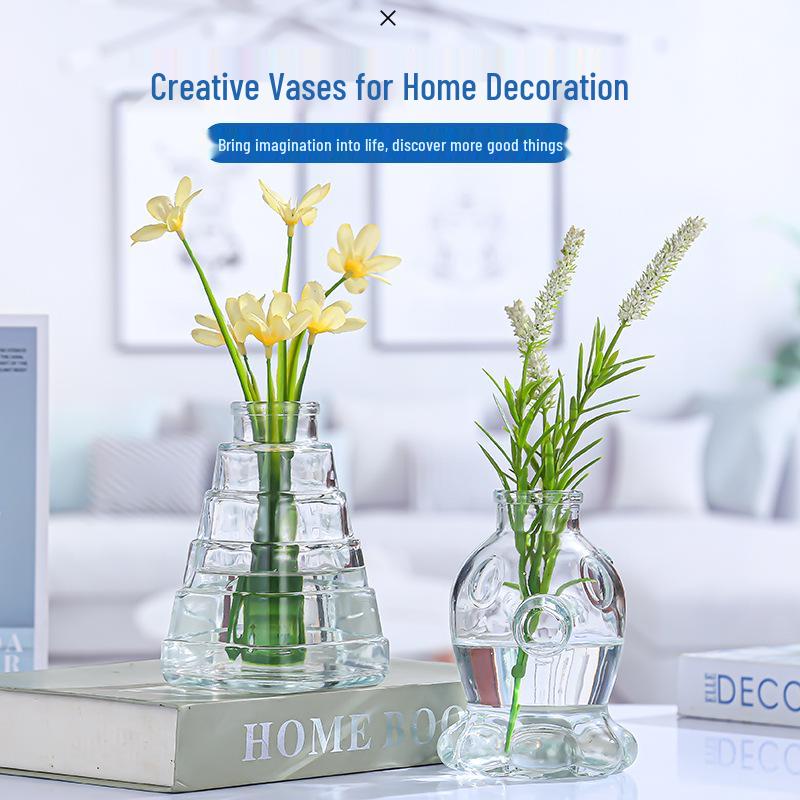 Creative Glass Vase for Flower Arrangements and Home Decor - Ideal for Dried Flowers, Desktop Display, and Hydroponic Plants
