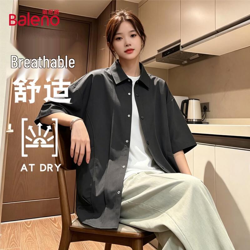 Baleno Women s Retro Loose Fit Short Sleeve Blouse S