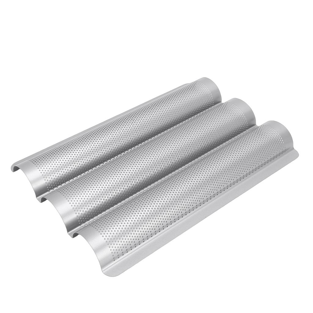 2PCS Perforated French Bread Pans Nonstick 3 Loaf Baking Trays Stainless Steel for Home Kitchen Bakeware