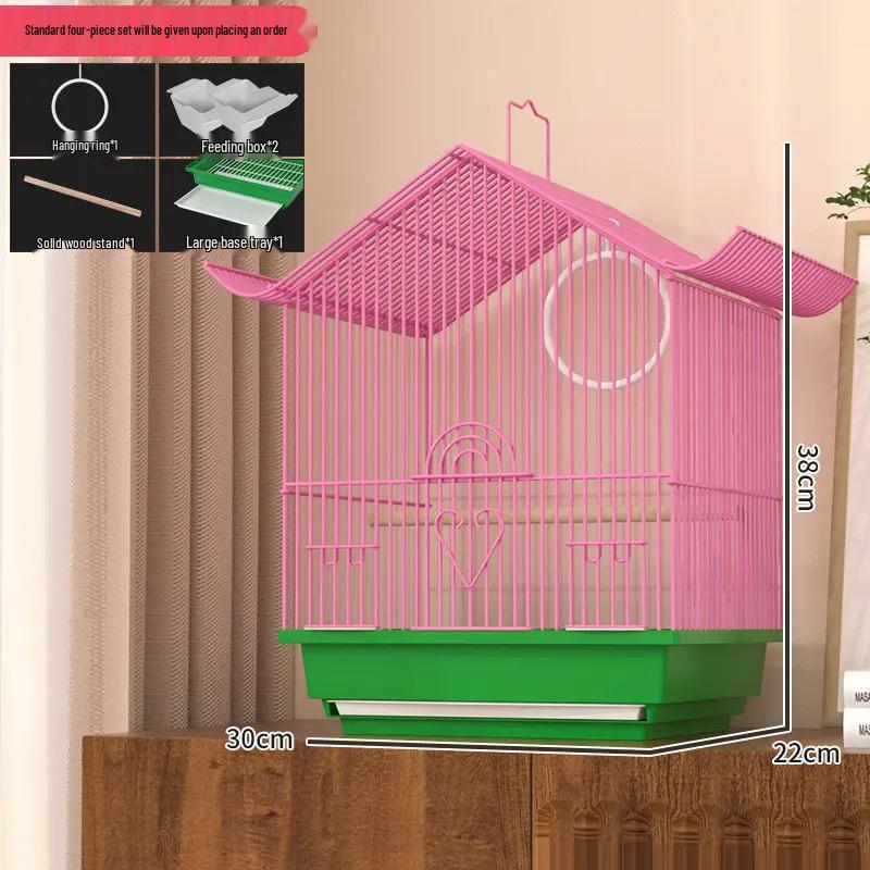 Kompakt díszfém madárkalitka bazsarózsa, gyöngyös pinty vagy hullámos papagáj számára
