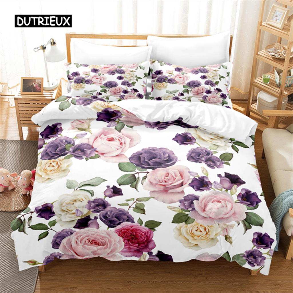 Beautiful Flowers Bedding Set Duvet Cover Set 3d Bedding Digital Printing Bed Linen Queen Size Bedding Sets Fashion Design