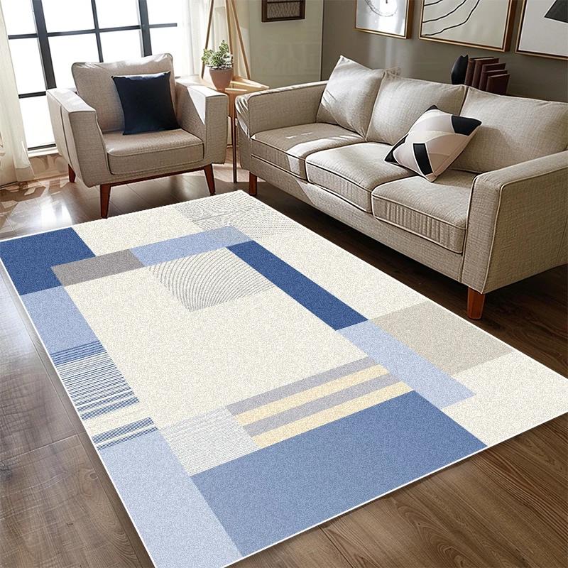 Modern Blue White Carpet Living Room Simple Style Decoration Home Sofa Area Washable Rug Bedroom Bedside Non-slip Plush Foot Mat