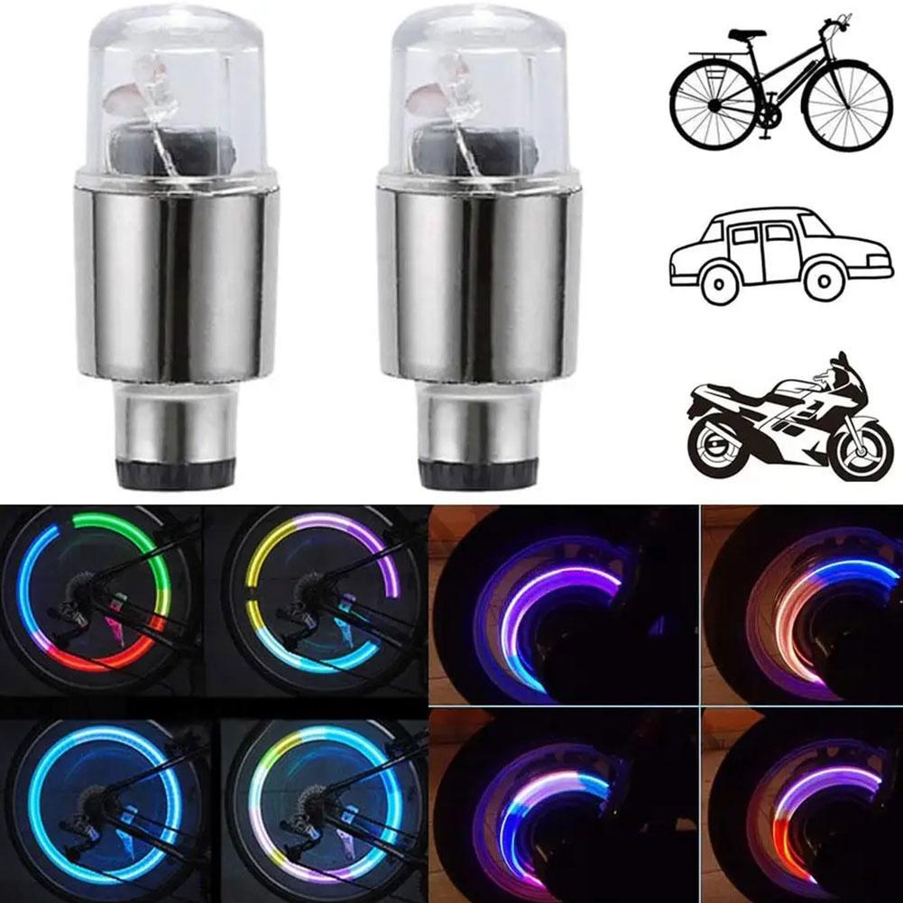 2pcs Wheel Lights Cap Car Auto Wheel Tire Tyre Air Valve Stem LED Light Cap Cover Accessories For Bike Car Motorcycle Wheel Lamp