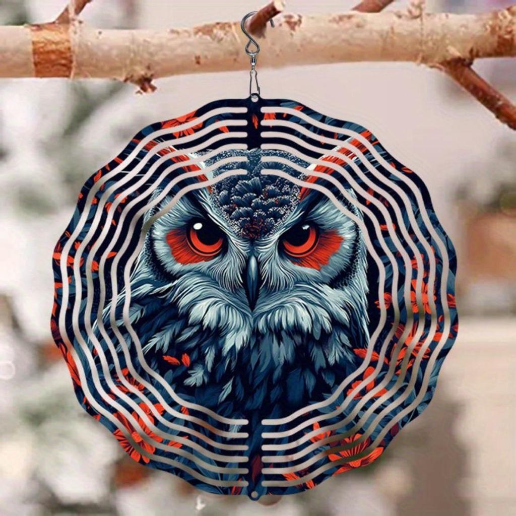 Nachtkönig Eule Windspiel Metall Gartendekoration für Terrasse Hof Außendekoration Keine Batterie erforderlich Thanksgiving Feiertagsgeschenk