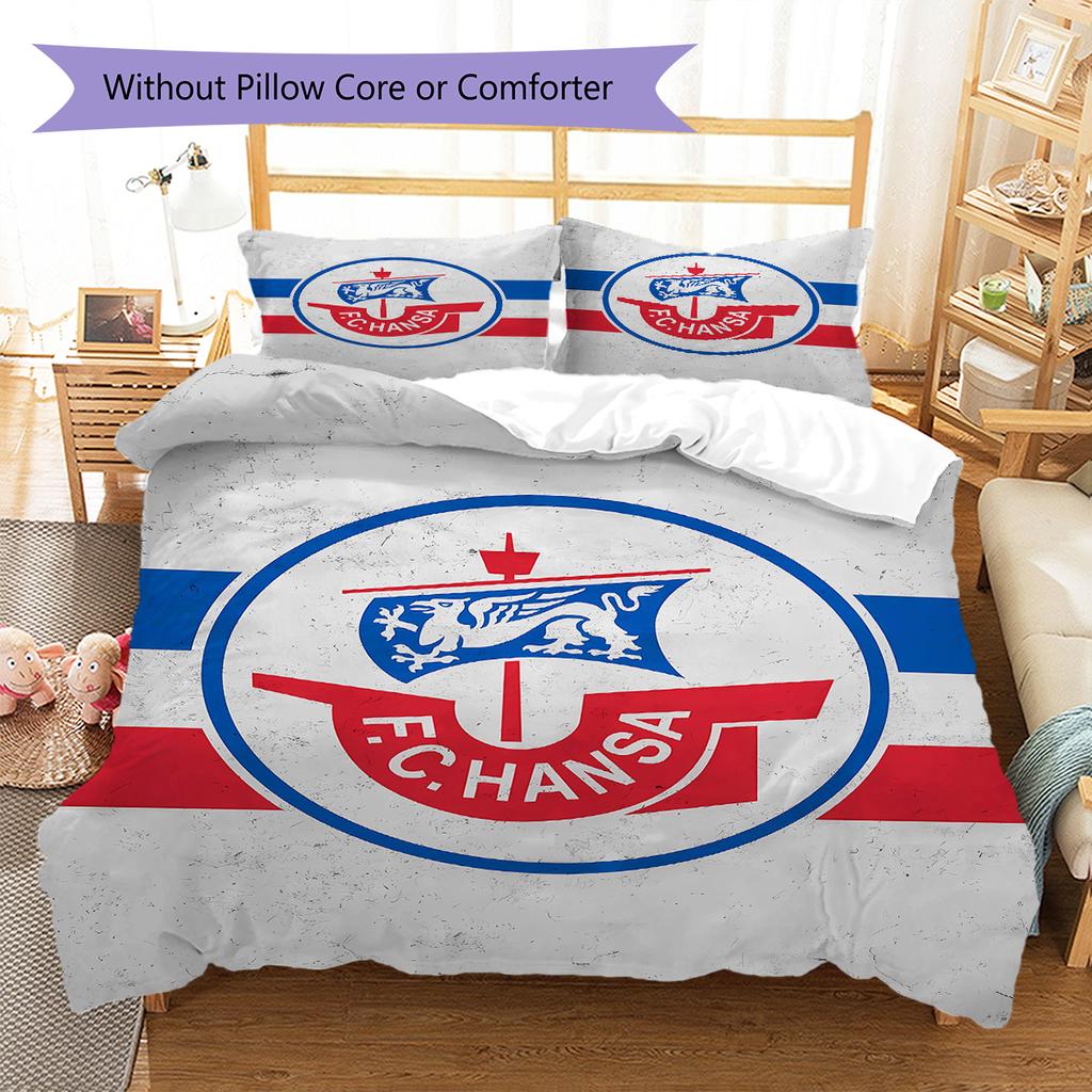 FC Hansa Rostock Pattern Bedding,Quilt Set Quilt Cover Pillowcase Home Birthday Gift (1 * duvet cover + 2 * pillowcase, without core)