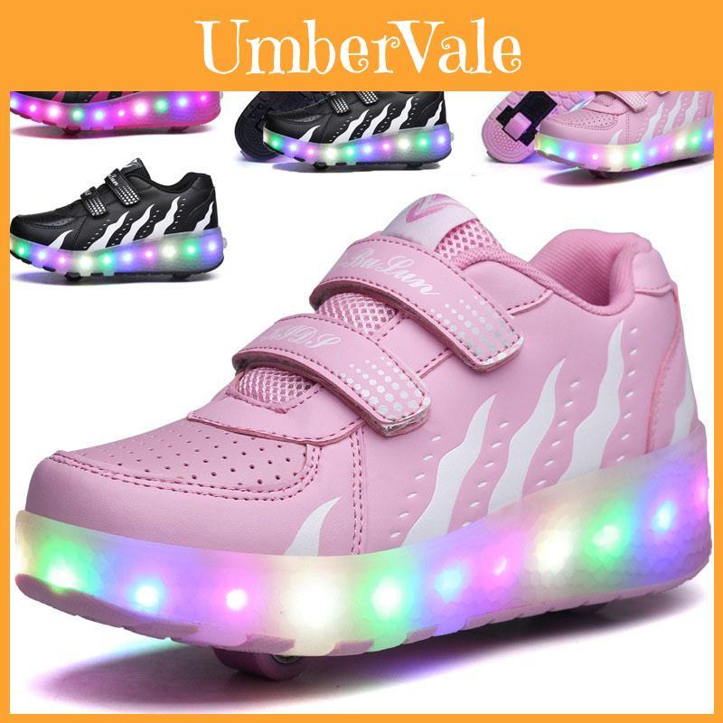 Premium Quality Led Sneakers For Kids With Light Up Roller Skate Shoes And 2 Wheels