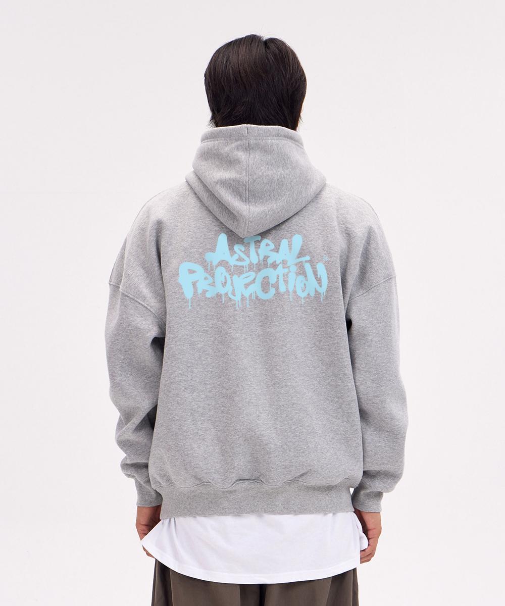 Astral Projection Brush Graffiti Lettering Oversized Wide Shoulder Hoodie_Melange Xxl (Fleece-Lined)