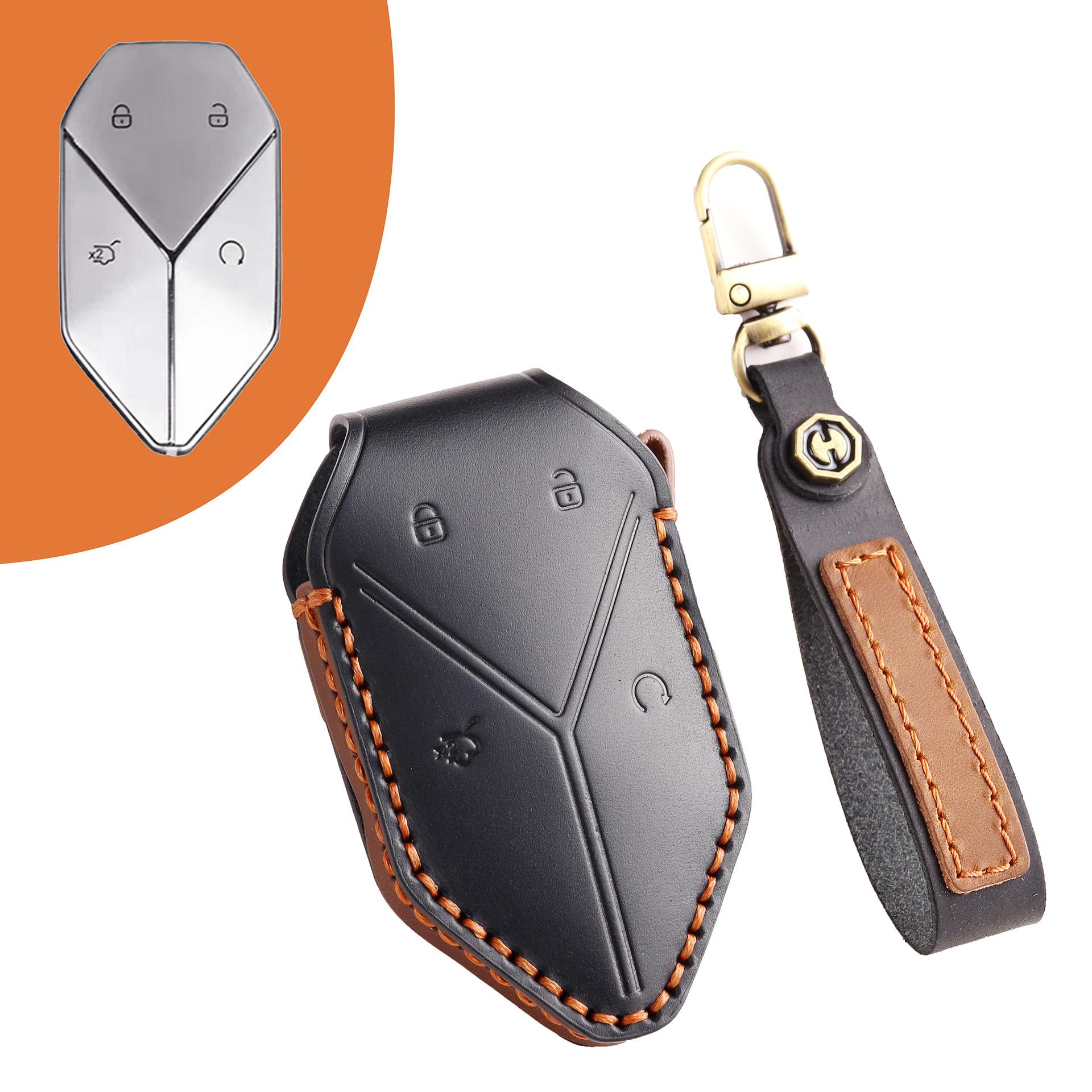 

Applicable equation Leopard cowhide key case Leopard 5 genuine leather all-inclusive key case Leopard 8 shell BYD Leopard 3 protective case чёрный