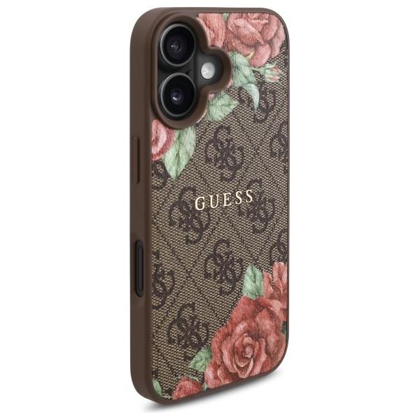 Guess Guhmp16Sp4Ropemcw Iphone 16 6.1   Brązowy/Brown Hardcase 4G Flowers Print Magsafe