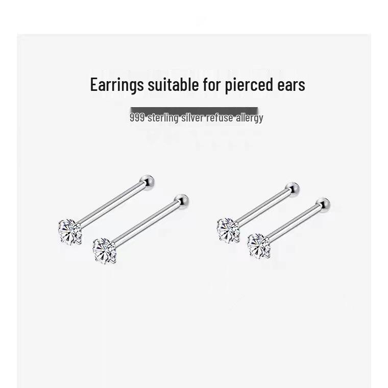 

2024 Trendy Sleep-Free S999 Sterling Silver Ear Bone Earrings Pure Silver S999 Material