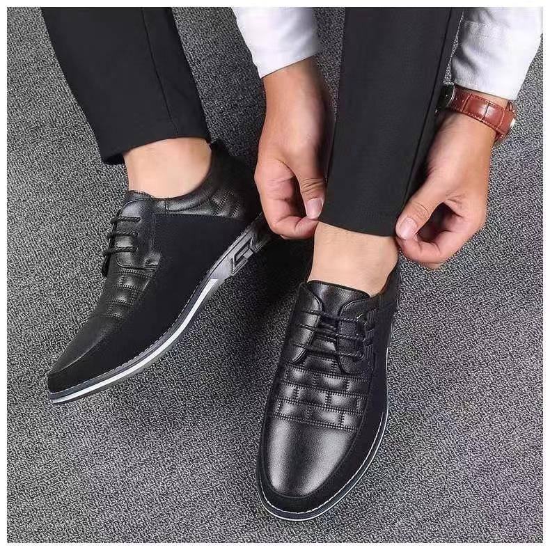 Men's Large Size Leather Lace-Up Casual Shoes - Versatile Korean Style Fashion Sneakers for Business and Everyday Wear (Sizes 47-48)