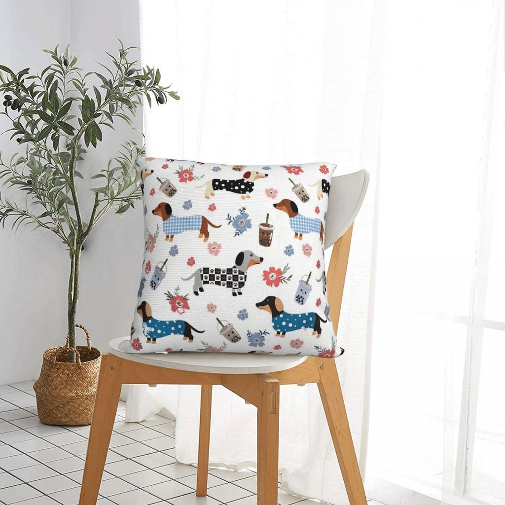 Federe Cuscino Bassotto Cani di Natale Copricuscino Animale Fantastica Federa Decorativa in Poliestere per Casa 18x18