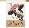 Spring Cow House Ag 28x40 Double Sided Burlap Welcome Oral Yard Decor AAV