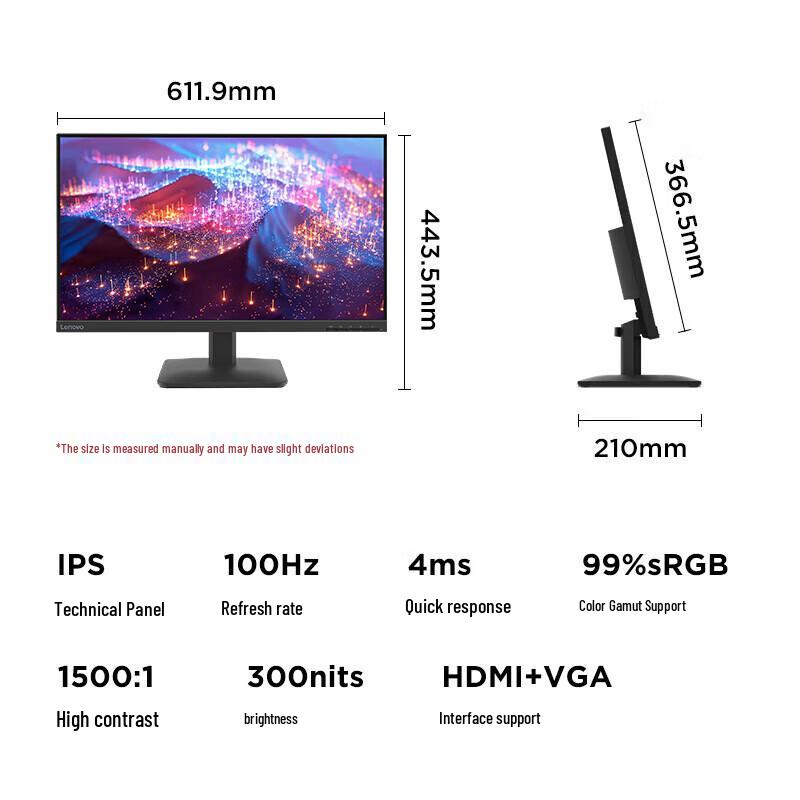 Lenovo L27-4e 27-inch IPS FHD Monitor CN Plug (adapter Included)