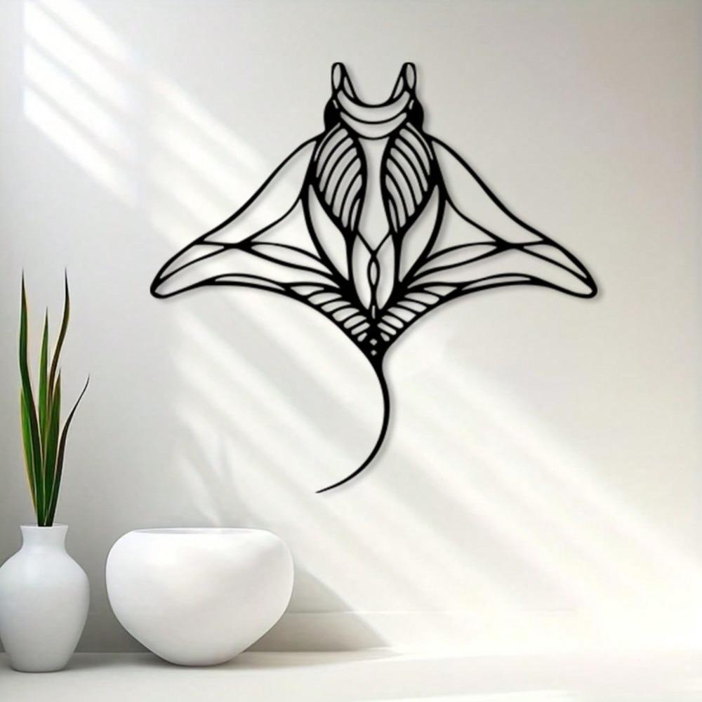 Vintage Stingray Silhouette Metal Wall Art Rust Resistant Ironwork Coastal Home Decor