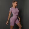 JYL Seamless Knit Yoga Set Hip Lifting Shorts Running Fitness Outfit