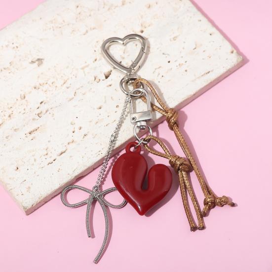 Heart Shape Bow Tie Keychain Pendant Lightweight Bag Charm Suitcase Backpack Wallet Keyring Fashion Accessory