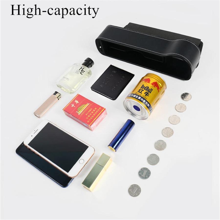 Left Side Car Seat Crevice Gap Storage Box Cup Holder 2 USB Colorful LED Light