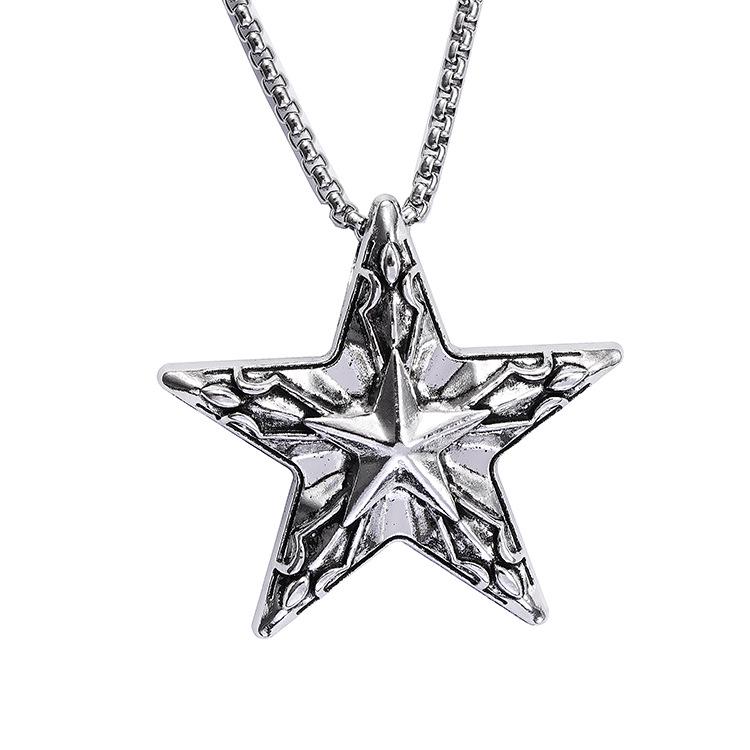 

Мужское панк-ожерелье из титановой стали с кулоном-пентаграммой - европейский и американский ретро-стиль.