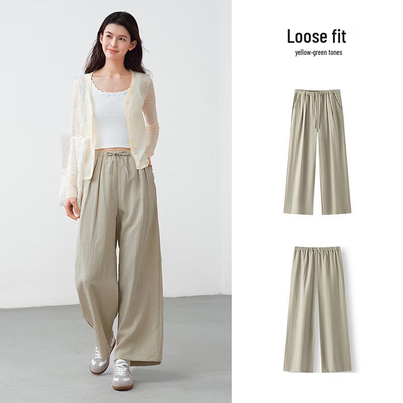 Semir Women's Relaxed Fit Textured Wide-Leg Pants