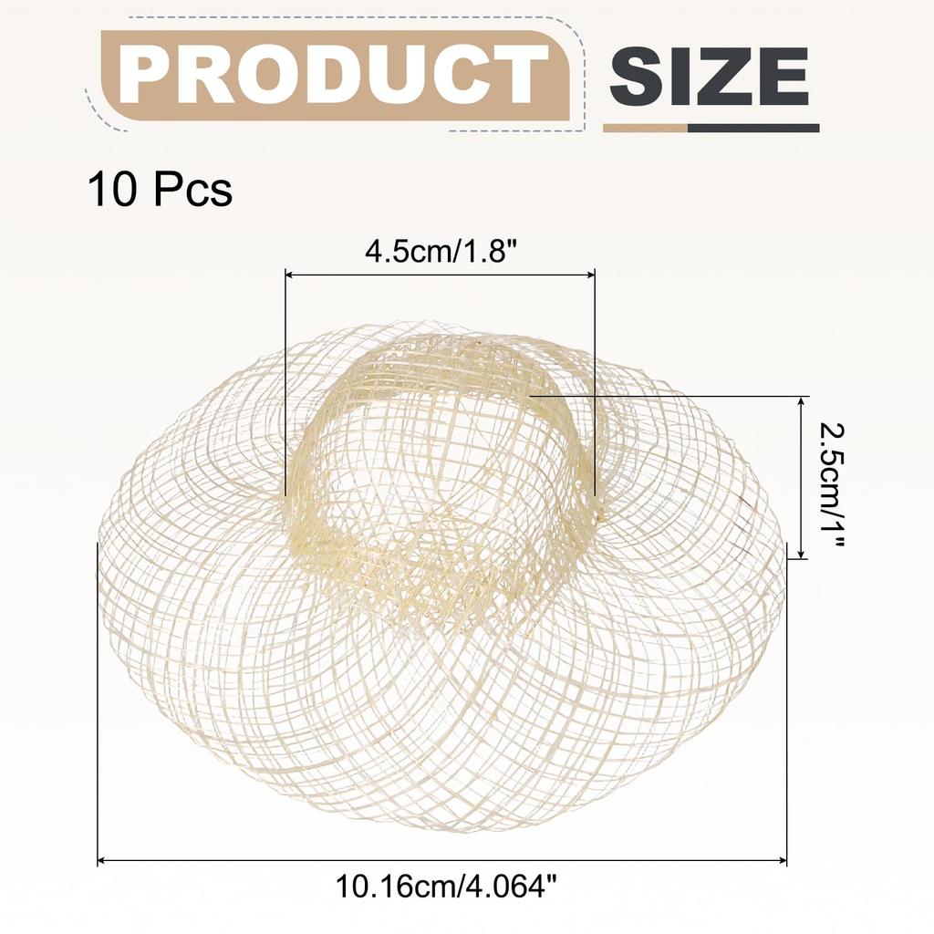 Uxcell Mini Straw Hats 10-Pack, 4-inch Woven Miniature Doll Straw Hats, Dollhouse DIY Craft Decoration Accessories, Mini House Costume Decoration,