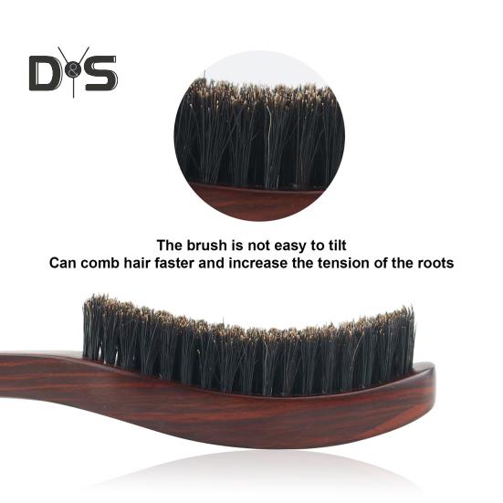 Wave Brush Men Styling Wooden Beard Brush Bristle Hair Brush Beard Styling Accessory for Home Salon Travel