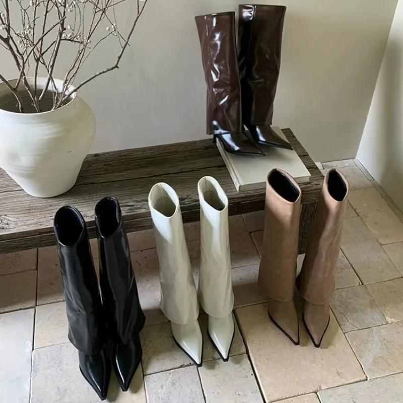 Cizme cu toc înalt, negre, cu toc ascuțit, pentru femei, toamnă/iarnă, cizme cavaler noi, mâneci lungi, cizme de modă