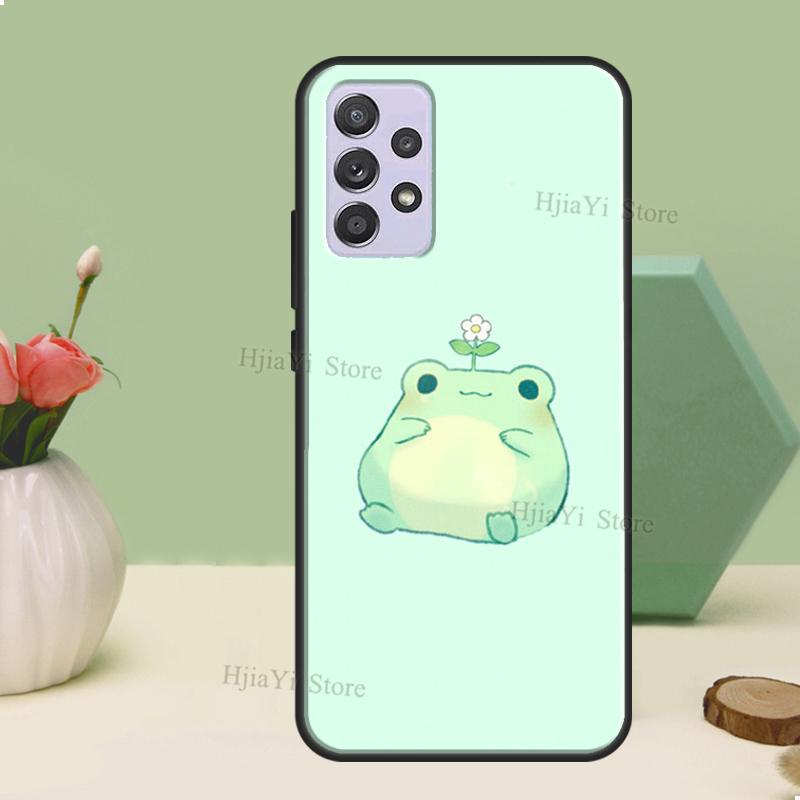 Cute Green Frog Case For Samsung A54 A34 A24 A14 A51 A71 A12 A22 A32 A52 A72 A73 A33 A53 A13 Back Cover