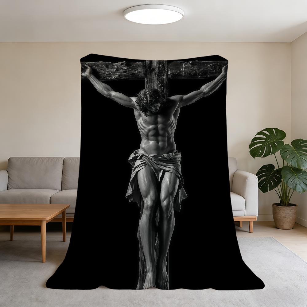 Jesus Christ Blessing Blanket Super Warm Comfortable Plush Throw Blanket Child Home Sofa Bedroom Gift 75x90cm
