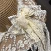 Women's Wide Brim Straw Hat with Lace Bow - Summer Beach Vacation Sun Protection