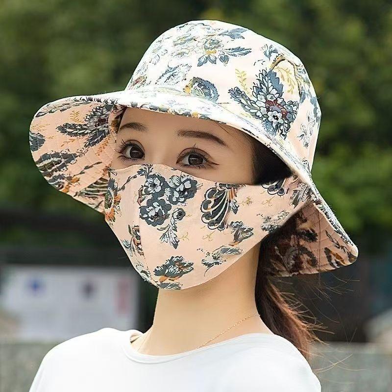 Sonnenblende mit integrierter Maske, atmungsaktive neue Gesichtsmaske für den Sommer, staubdichte UV-Schutz-Visier für das Teepflücken im Freien