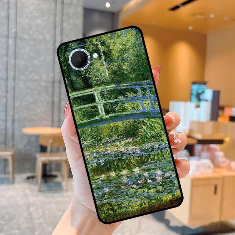 Capa Claude Monet Garden Lotus Bridge para Realme C55 C33 C31 C35 C30 C11 C15 C25s C21Y GT Neo 5 3T 2T 8 9 10 11 Pro Plus