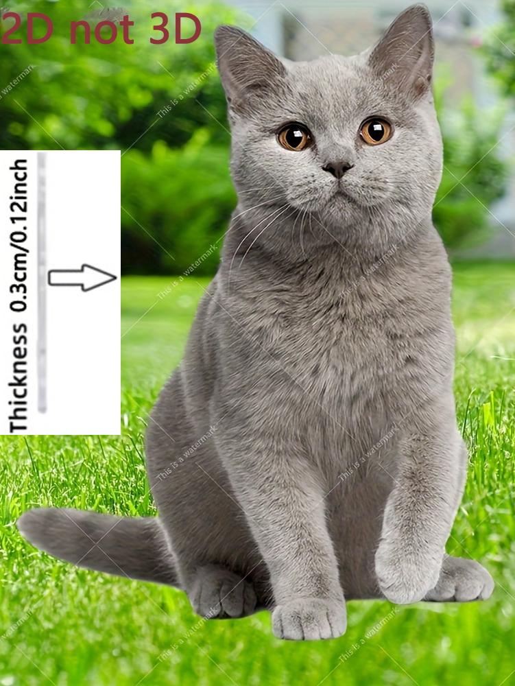 1 pezzo di paletti da giardino a forma di gatto, disegnati con animali felini grigi per la decorazione di vasi da fiori all'aperto, un regalo ideale per gli amanti dei gatti.