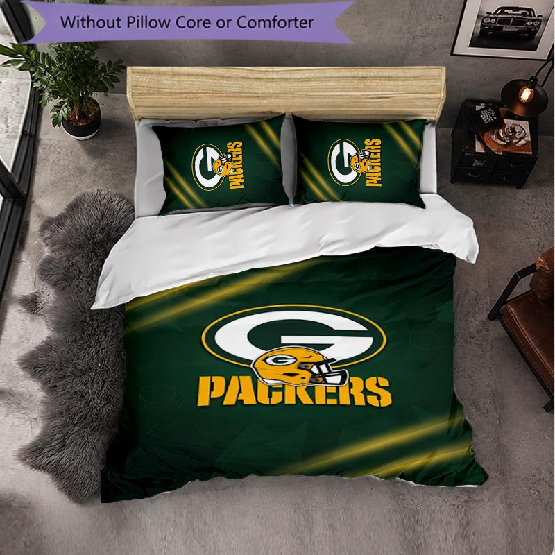 Green Bay Packers Pattern Microfiber 3Pcs Bedding Set Decor Duvet Cover Set For Bedroom Home Use