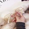 2PCS Women's Plain Glasses with Large Frame Square High-definition Flat Lens Metal Frame Trendy and Fashionable Glasses